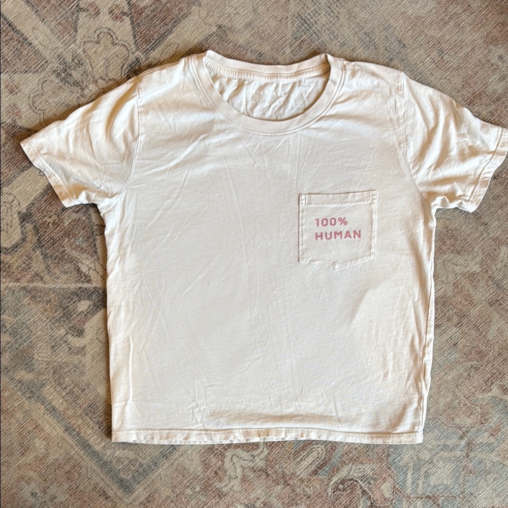Everlane Cream '100% Human' Short Sleeve Tee